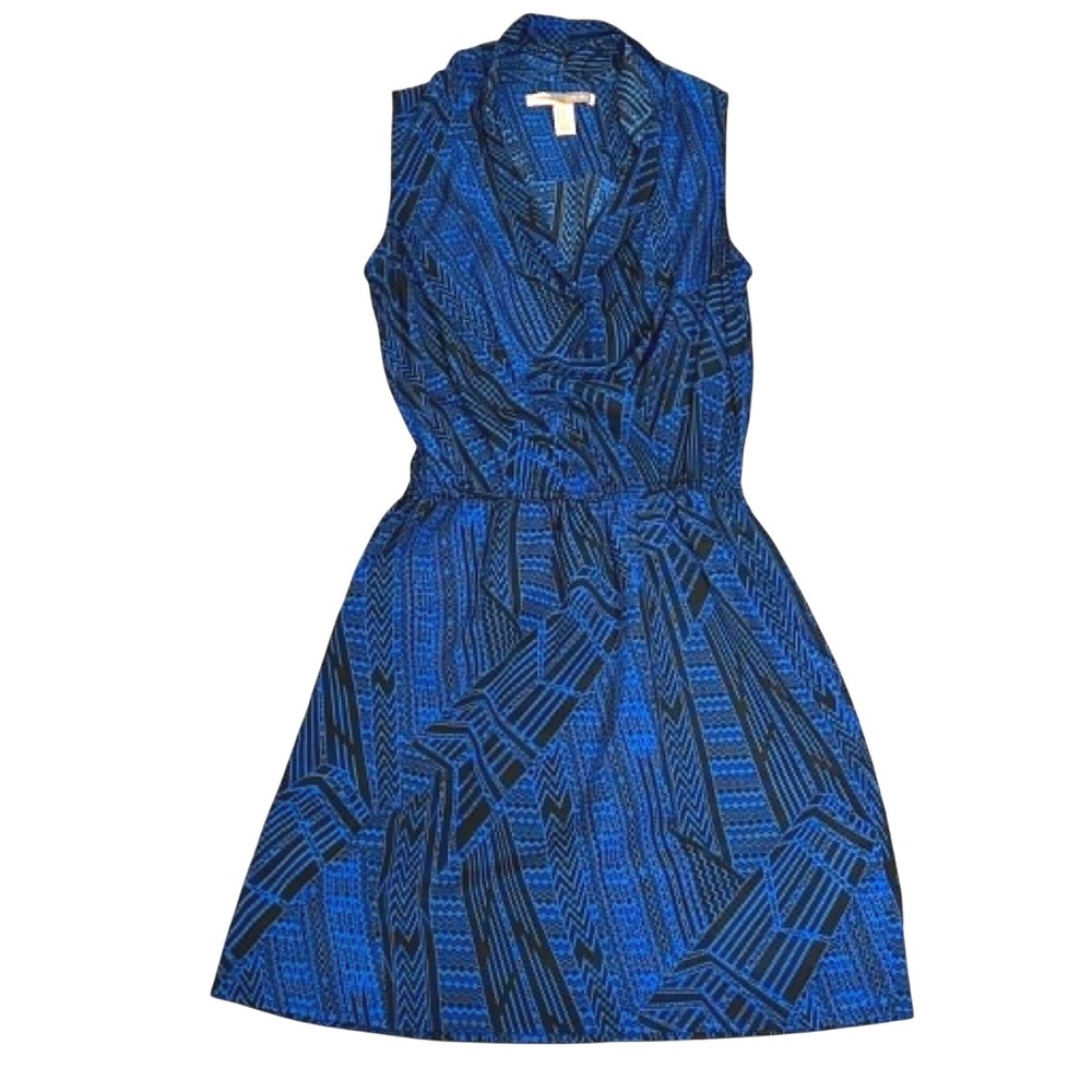 Forever 21 Contemporary Blue Black Geometric Tribal Dress XS